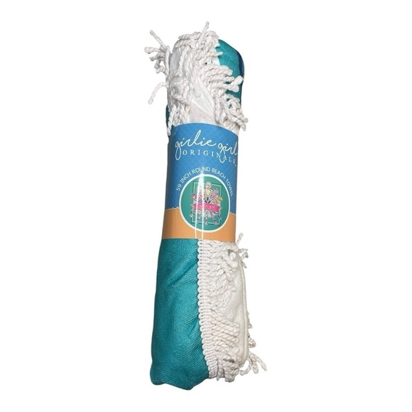 Girlie Girl 59" Round Beach Towel - Boho Tropical Paradise Blanket Perfect Gift! - Picture 1 of 4